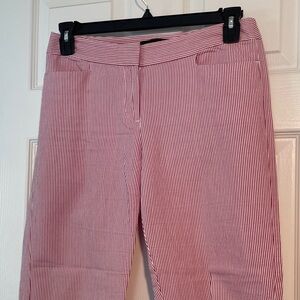 Talbots red and white seersucker ankle pants.